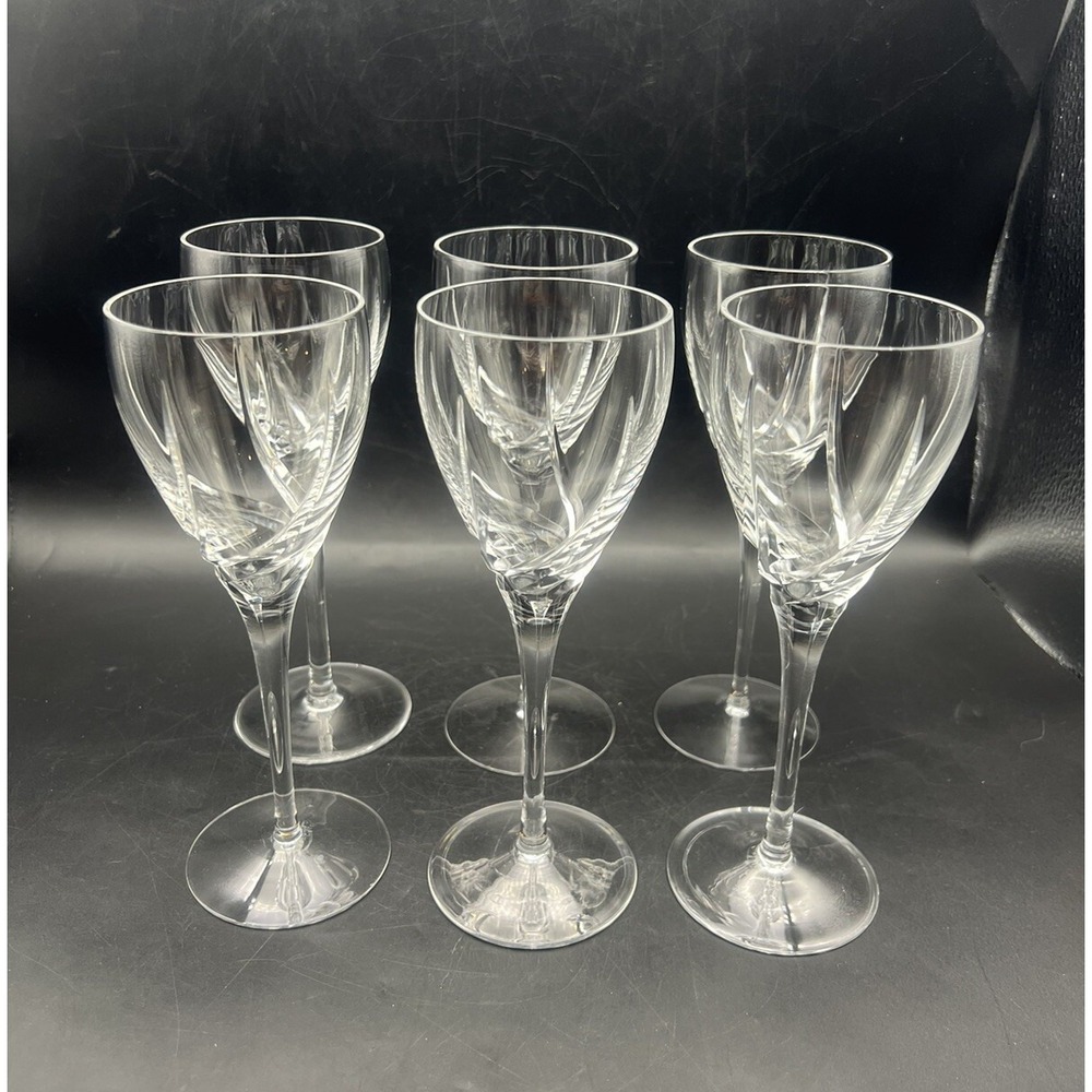 Vintage Lenox Crystal SEA SWIRL 7 5/8" Tall Wine/Cocktail Glass 6 oz Set For 6